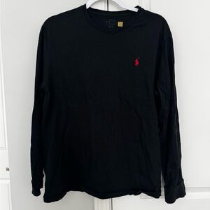 Ralph Lauren Black Long Sleeve Tee with Red Logo